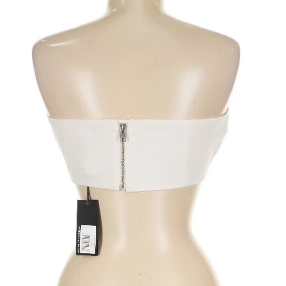 Lamarque Dina Flower removeable rosette Crop Top Ivory White 100% SZ med NWT - Picture 8 of 10